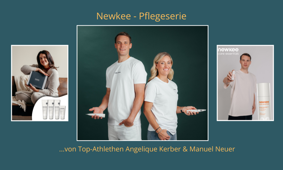Newkee-Hautpflegeserie von Manuel Neuer und Angelique Kerber als Werbeartikel.