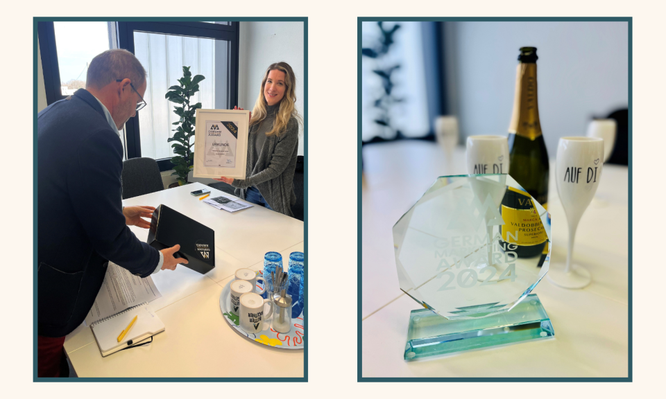 Übergabe des German Marketing Awards 2024 an Wolfsblut. 