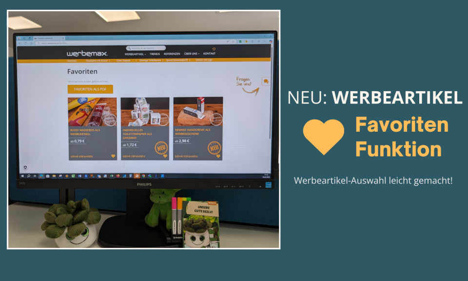 werbemax Favoriten Funktion auf einem werbemax Bildschirm angezeigt.