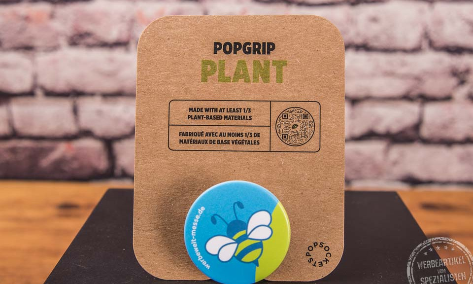 Popsocket Plant mit Logo – nachhaltiger Handyhalter als Werbeartikel.