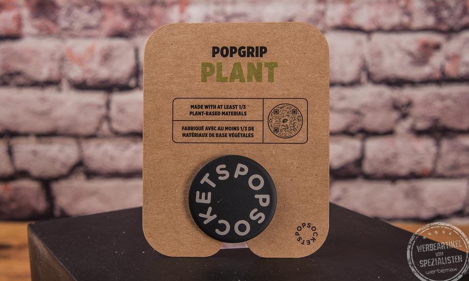 Nachhaltiger Popsocket PopGrip Plant aus pflanzenbasierten Materialien – Handyhalterung als Werbeartikel von werbemax.