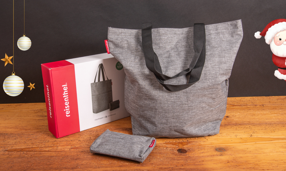 Reisenthel Geschenkset mit Cityshopper Tasche und Etui in Grau – nachhaltiges und stilvolles Weihnachtsgeschenk für Mitarbeiter und Kunden.