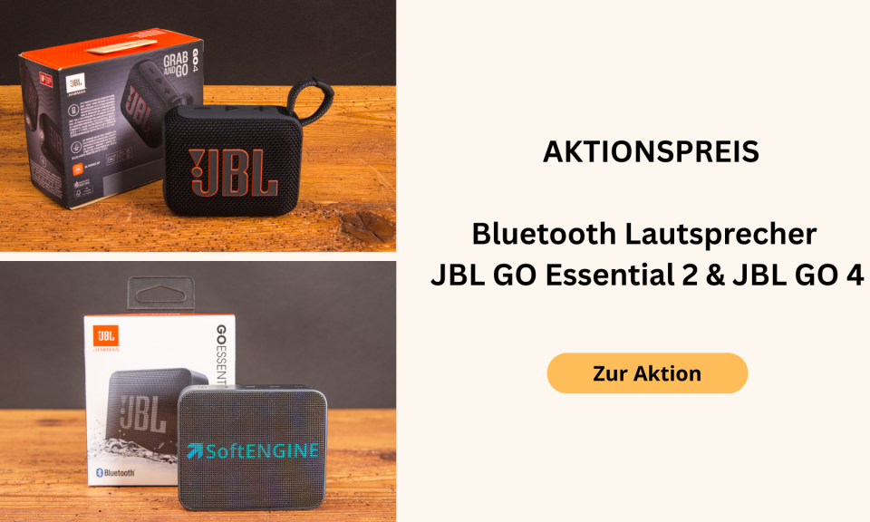 JBL GO 4 und JBL Essential Bluetooth Lautsprecher mit Logo als hochwertige Werbegeschenke für Mitarbeiter und Kunden – jetzt zum Aktionspreis bei werbemax