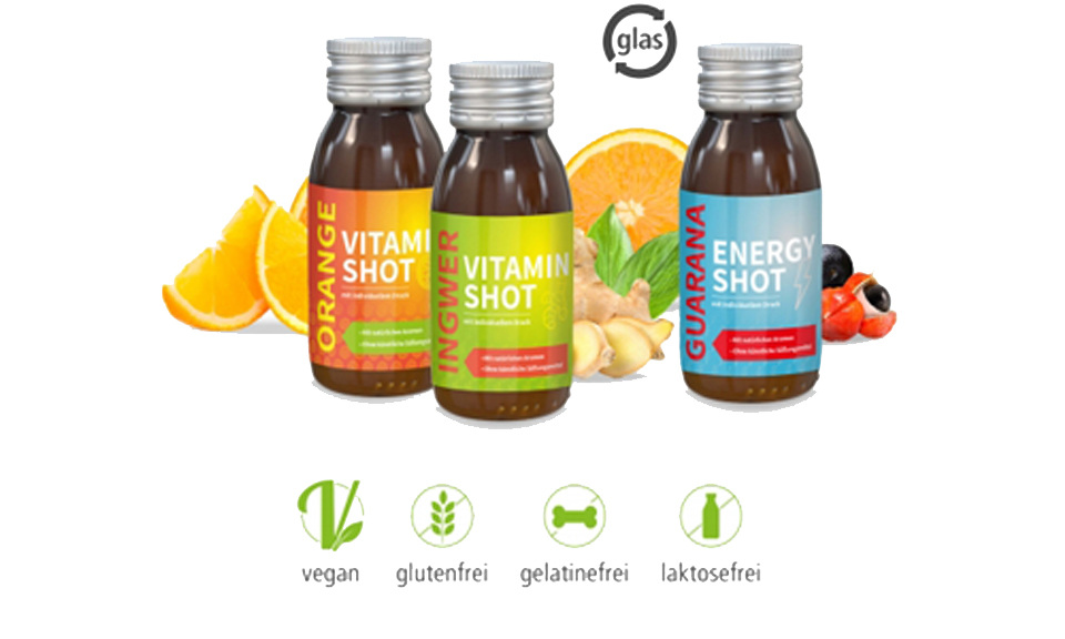 Energy Shots Ingwer, Orange, Guarana