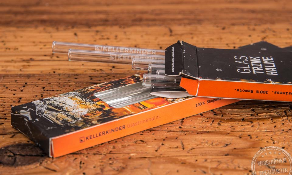 Strohhalm aus Glas mit Gravur und individueller Verpackung mit Logo