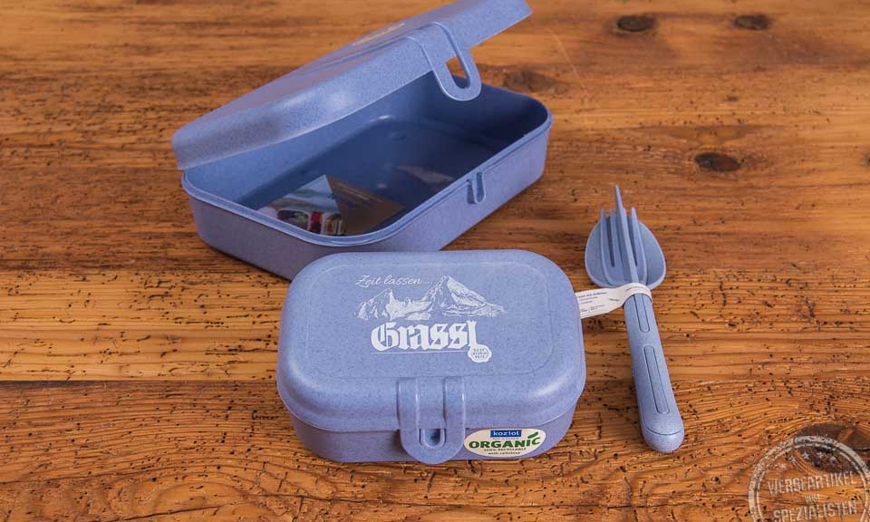 Koziol Pascal Ready Set in blau mit Logo als Werbeartikel von werbemax