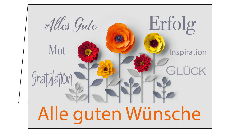 Glückwunschkarte mit Papierblumen