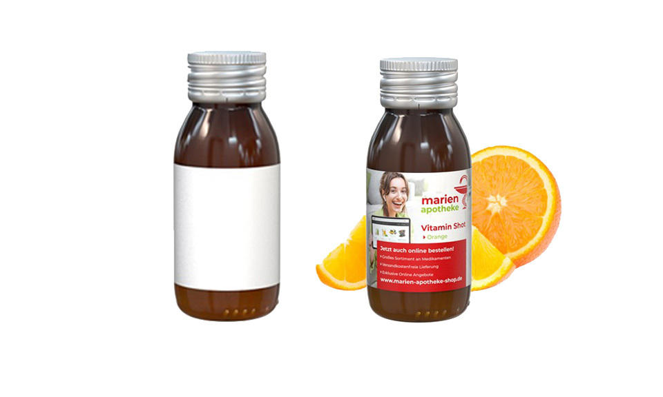 Energy Shot mit Logo bedruckt Druckflaeche