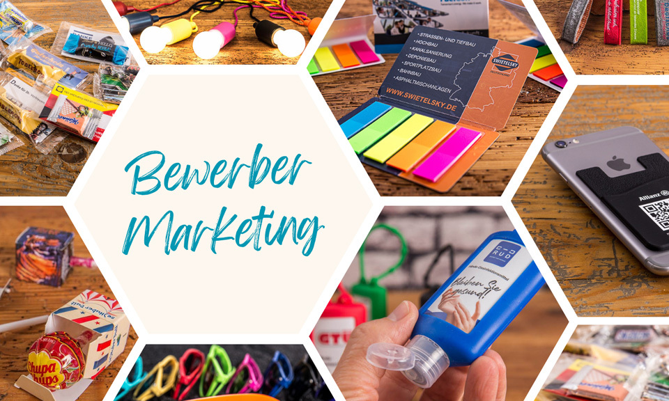 Bewerbermarketing Streuartikel Werbegeschenke f&uuml;r Messen
