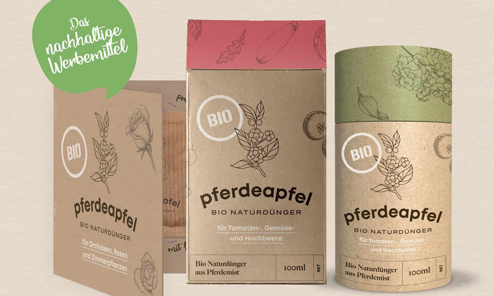 Pferdeapfel Naturdünger Produkte als Werbeartikel