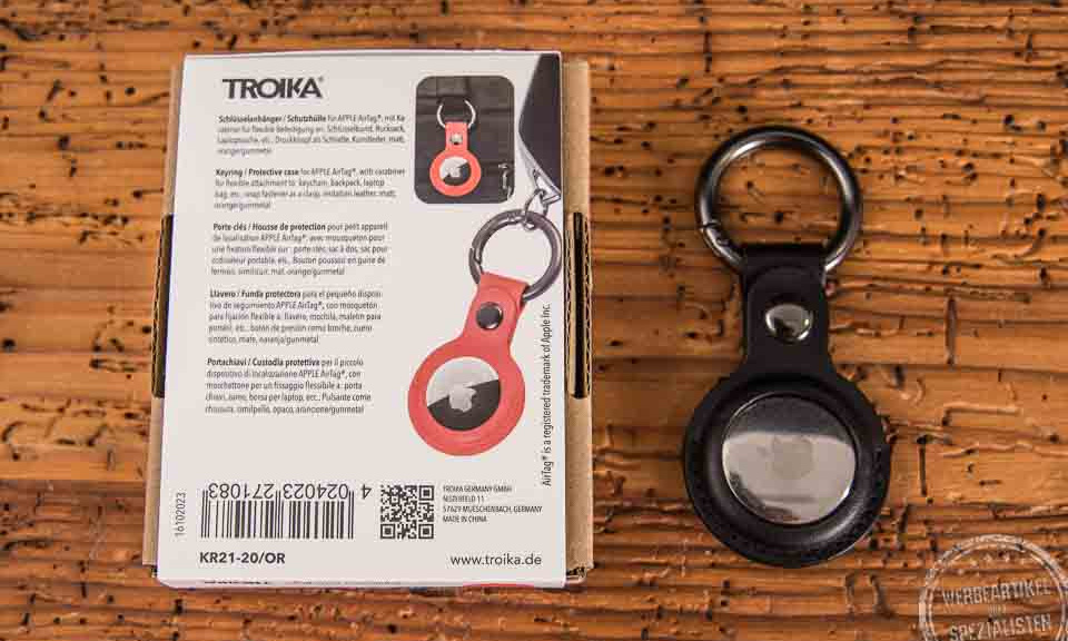 Troika AirTag Anh&auml;nger schwarz als Werbeartikel