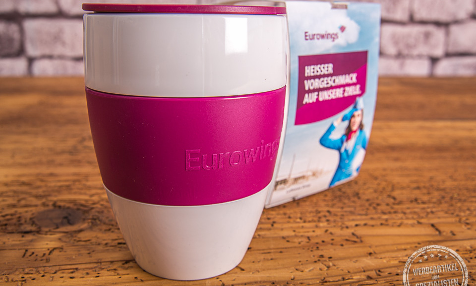 Aroma to Go Kaffeebecher mit Werbedruck in Pink