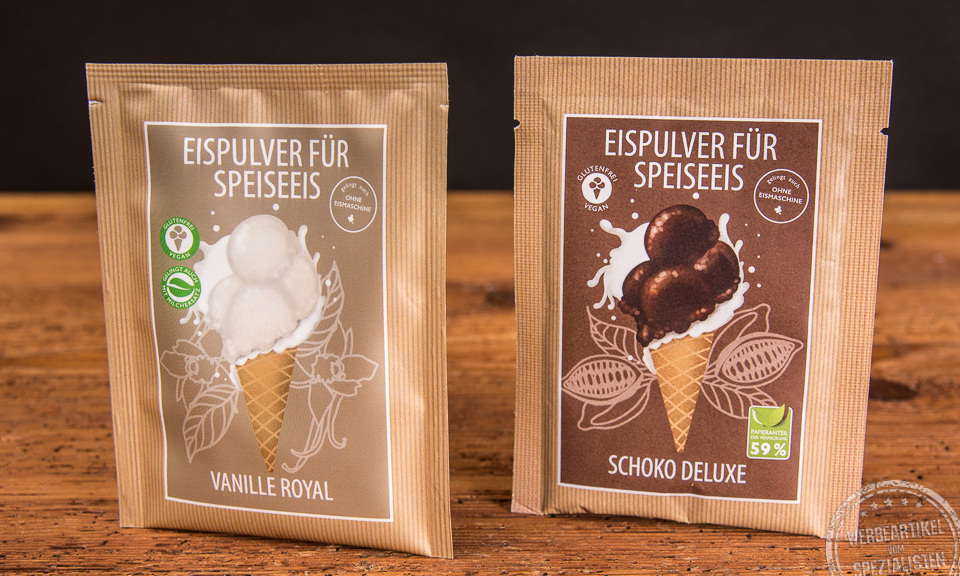 wellnuss Eispulver Schoko Deluxe und Vanille Royal im Portionsbeutel