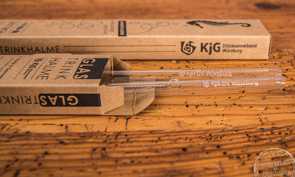 Glastrinkhalme mit Logo