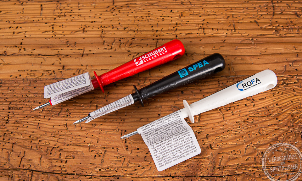 Hardenbruch Phasenpr&uuml;fer in verschiedenen Farben mit Werbebotschaft 