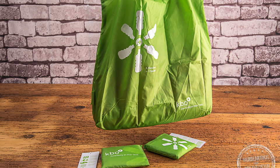 kbo kliniken Werbetasche klein zusammenfaltbar in gr&uuml;n 