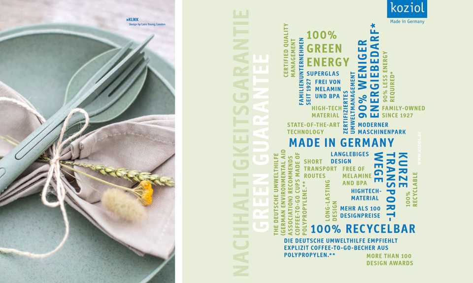 Koziol Werbeartikel Messer & Teller mit Serviette als Werbegeschenk f&uuml;r Mitarbeiter und Kunden. In hellgr&uuml;n. 