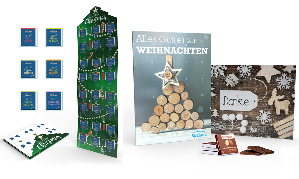 Nachhaltiger Adventskalender als Werbeartikel für Kunden und Mitarbeiter.