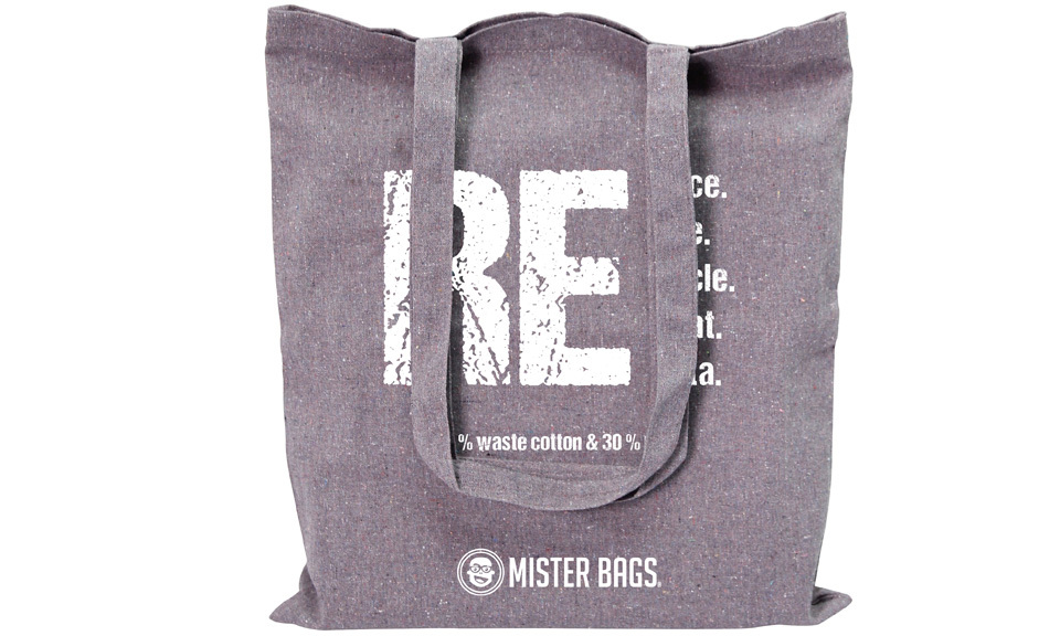 Mister Bags Tragetasche Renata bedruckt mit langen Henkeln in grau