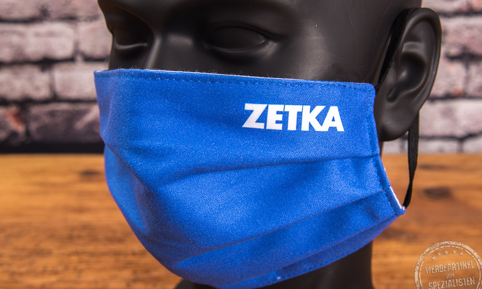 Mund-Nasen-Maske mit Logo Zetka als Streuartikel.