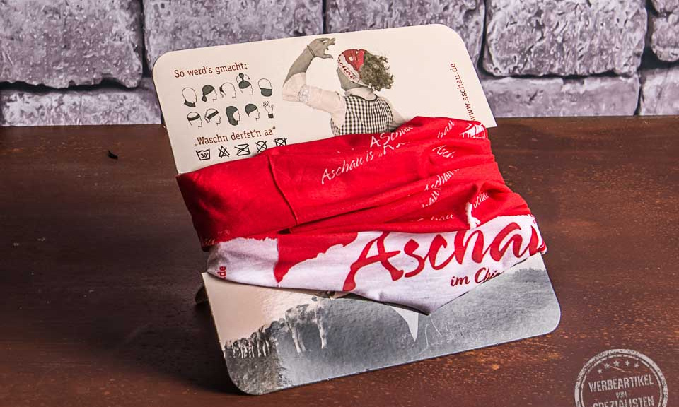 Multifunktionstuch Bandana multiscarf mit Aschau-Logo bedruckt von werbemax
