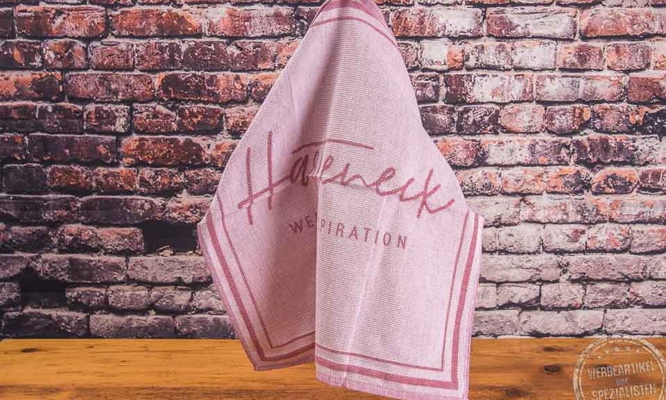 Umsetzungsbeispiel Logo auf Geschirrtuch