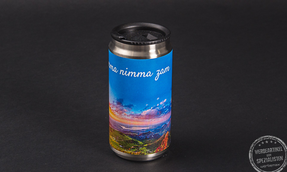 Senator King Can Vakuumthermodose mit Werbedruck Tourist Info Aschau