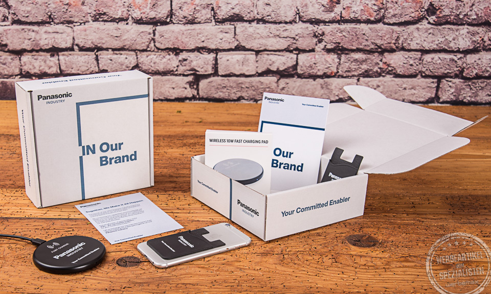 XD Geschenkbox f&uuml;r Panasonic Industry mit technischen Werbeartikeln.