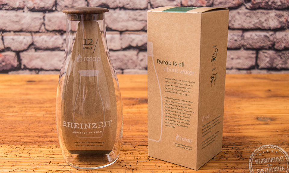 retap karaffe mit gravur f&uuml;r Leitungswasser inklusive Verpackung