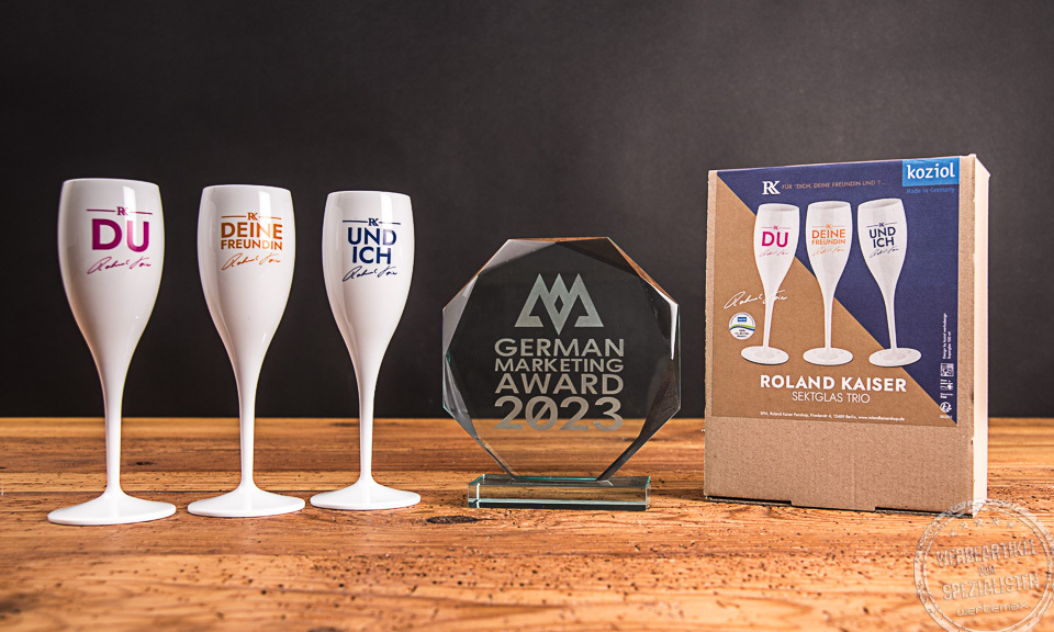 werbemax erh&auml;lt German Marketing Award f&uuml;r Roland Kaiser Cheers Sektgl&auml;ser 