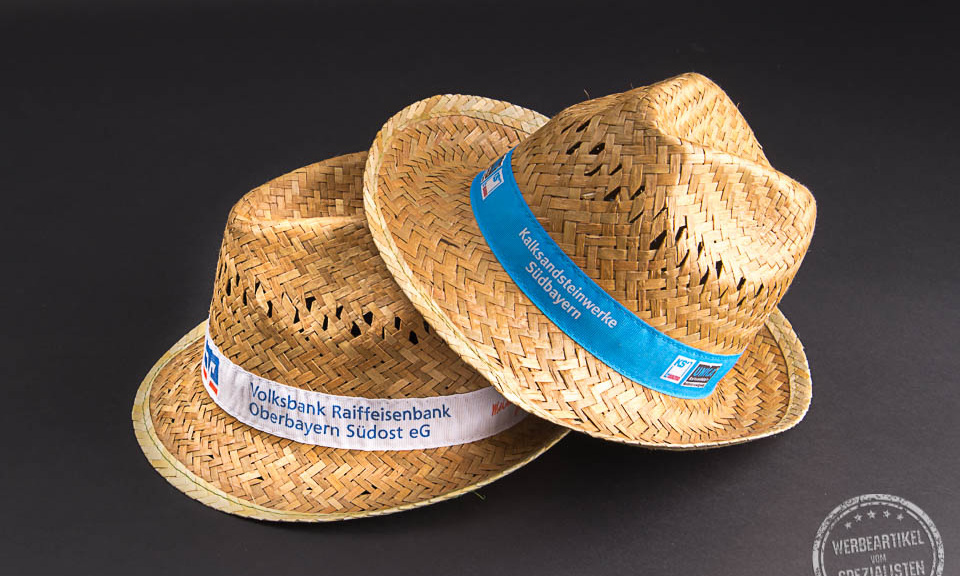 Stroh-Hut mit Logo