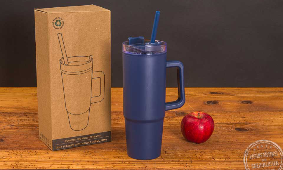 Navy Tana Tumblr Trinkbecher mit Strohhalm im American Style mit Verpackung