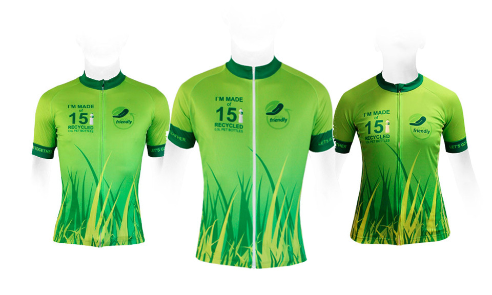 Fahrradtrikot in gr&uuml;n als Werbeartikel mit Logo bedrucken