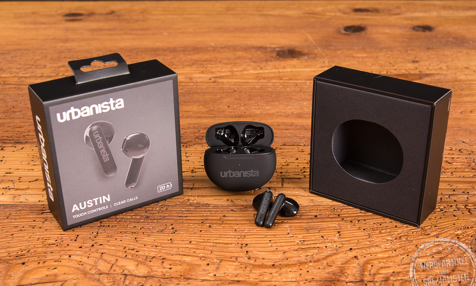 urbanista AUSTIN Kopfhörer schwarz als Werbeartikel mit Verpackung