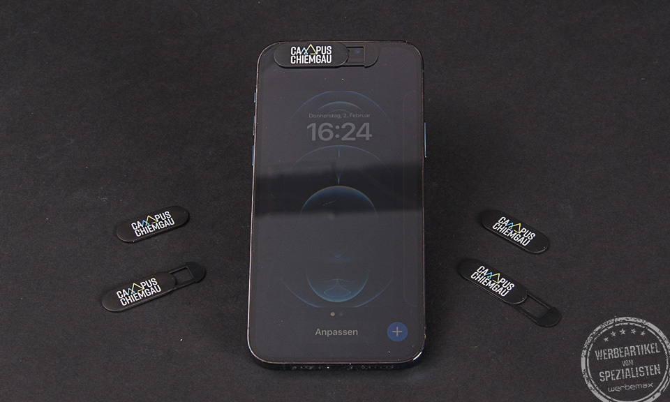 Webcam Cover als Werbeartikel mit Logo Referenz Campus Chiemgau .