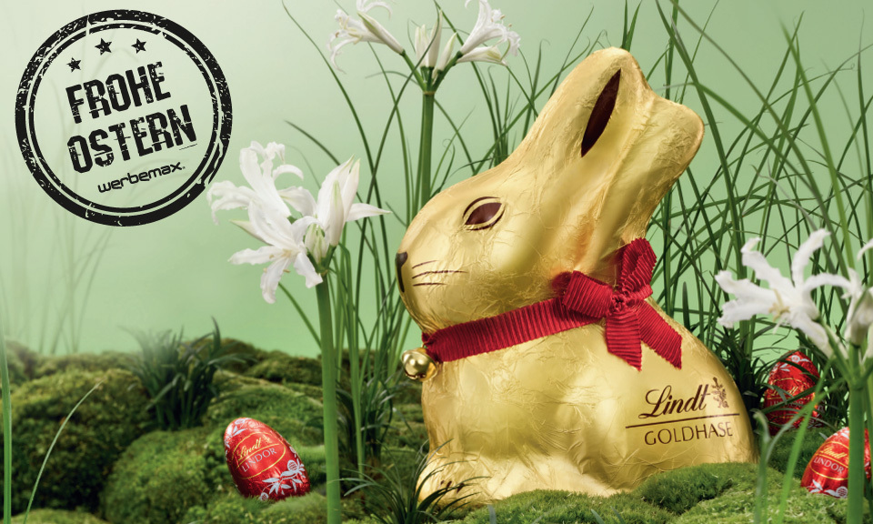 Frohe Ostern Lindt Osterhase Werbeartikel bei werbemax 