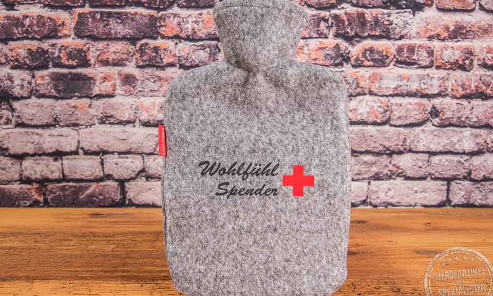 W&auml;rmflasche aus Filz bedruckt 