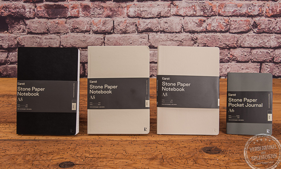 Steinpapier Notizb&uuml;cher mit Soft- und Hardcover