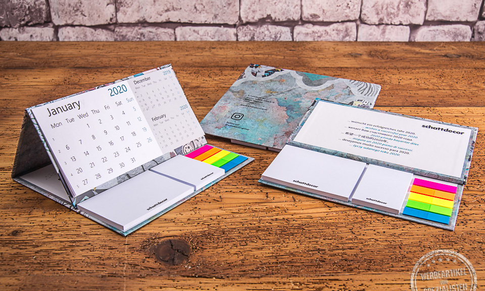 Werbeartikel Tischkalender mit Logodruck Schattdecor 