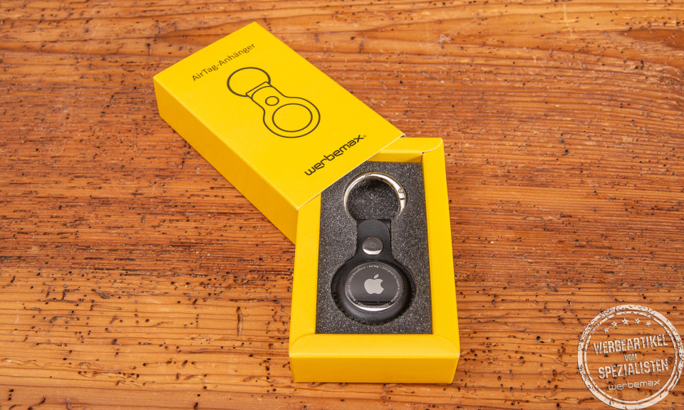 Sch&ouml;ne Geschenkidee f&uuml;r Mitarbeiter, das praktische Apple Airtag mit Schl&uuml;sselanh&auml;nger im sch&ouml;nen Geschenkschuber