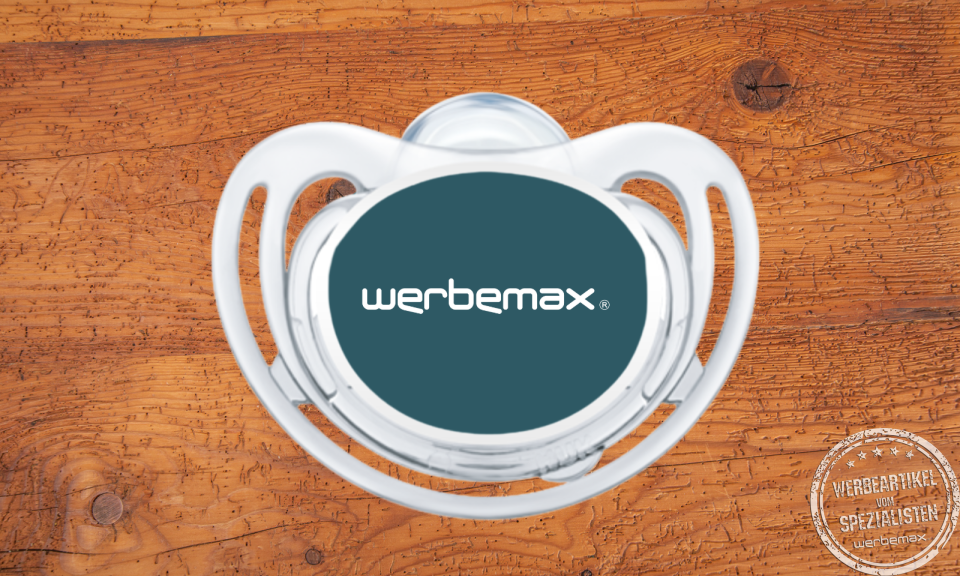 NUK Werbeschnuller mit Logo werbemax als Werbegeschenk.