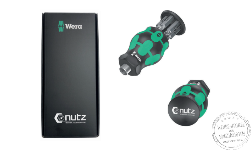 WERA Tool Set mit Logodruck auf Tools und Verpackung als Werbeartikel.