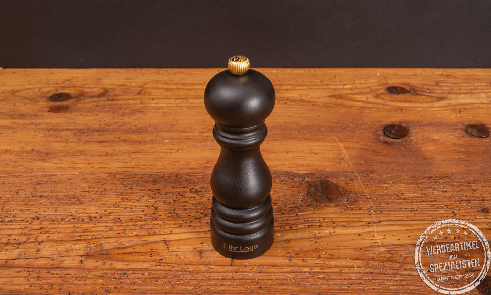 Schwarze Peugeot PARIS Pfefferm&uuml;hle als exklusives Werbegeschenk.