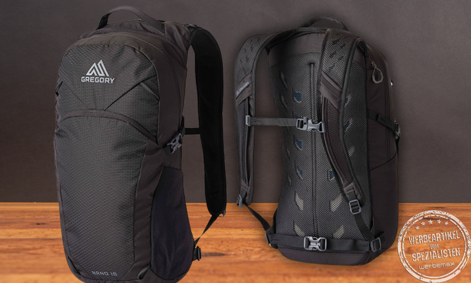 GREGORY Nano 18 Rucksack mit Logo als Werbegeschenk.