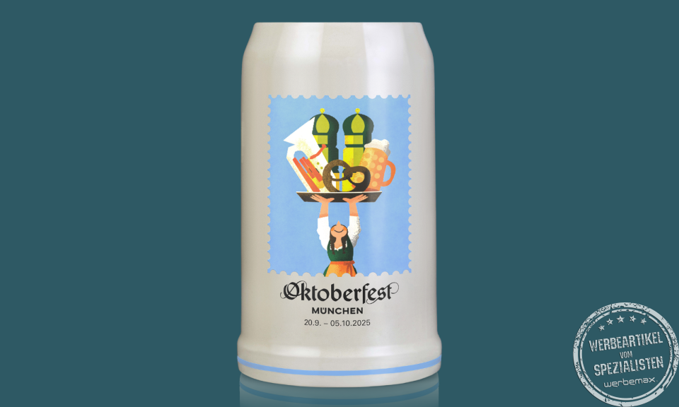 Offizieller Bierkrug Oktoberfest 2025 als Werbeartikel &ndash; perfektes Geschenk f&uuml;r Kunden und Mitarbeiter.