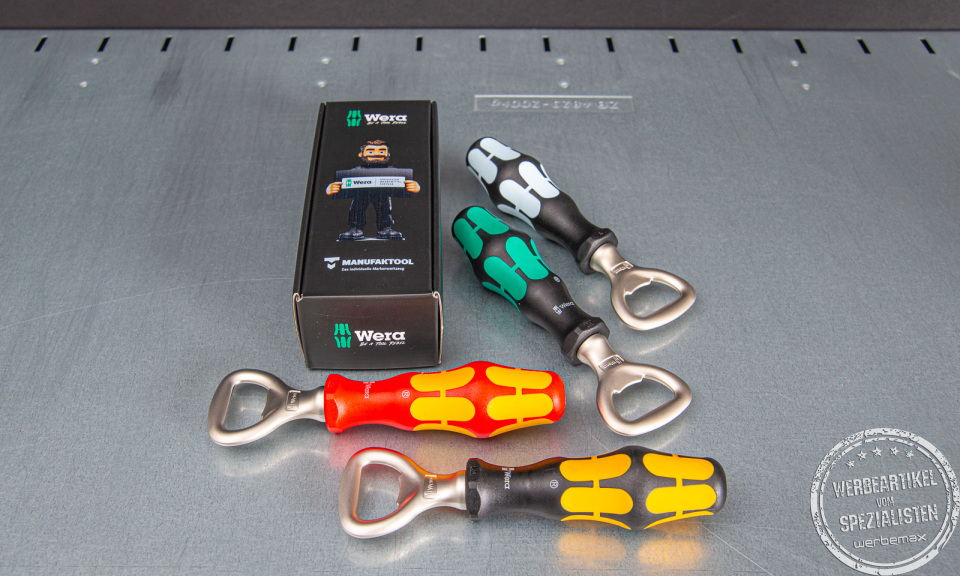 WERA Flaschen&ouml;ffner in verschiedenen Farben als Werbegeschenk.