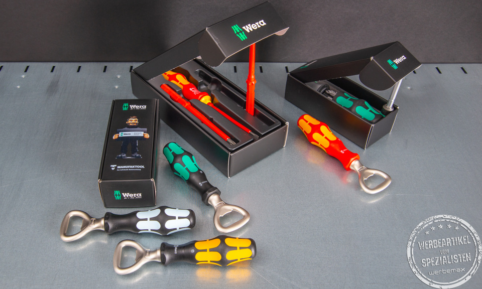 WERA Markenwerkzeuge mit Logo als Werbegeschenke f&uuml;r Kunden.