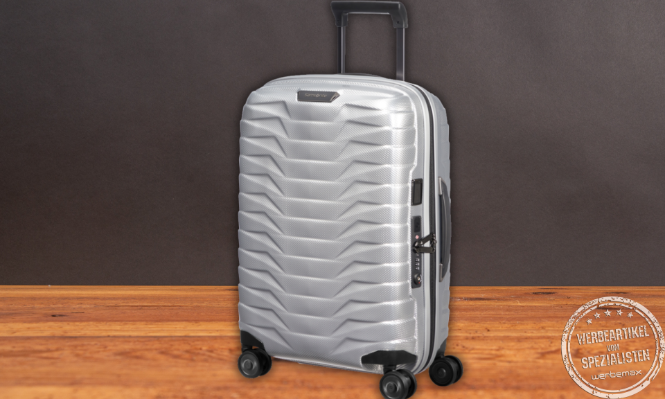Samsonite PROXIS Trolley in silber als Mitarbeitergeschenk.