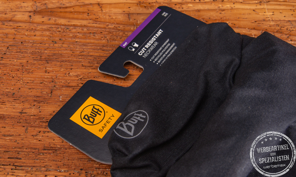 BUFF Safety Cut Resistant Schlauchschal in Schwarz – schnittfest, atmungsaktiv und elastisch für den Einsatz in Industrie, Bau und Handwerk.
