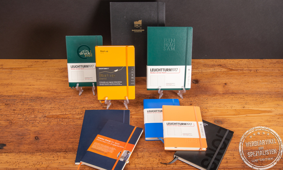 Verschiedene Farben und Formate der Leuchtturm1917 Notizbuch-Serie im Überblick.
